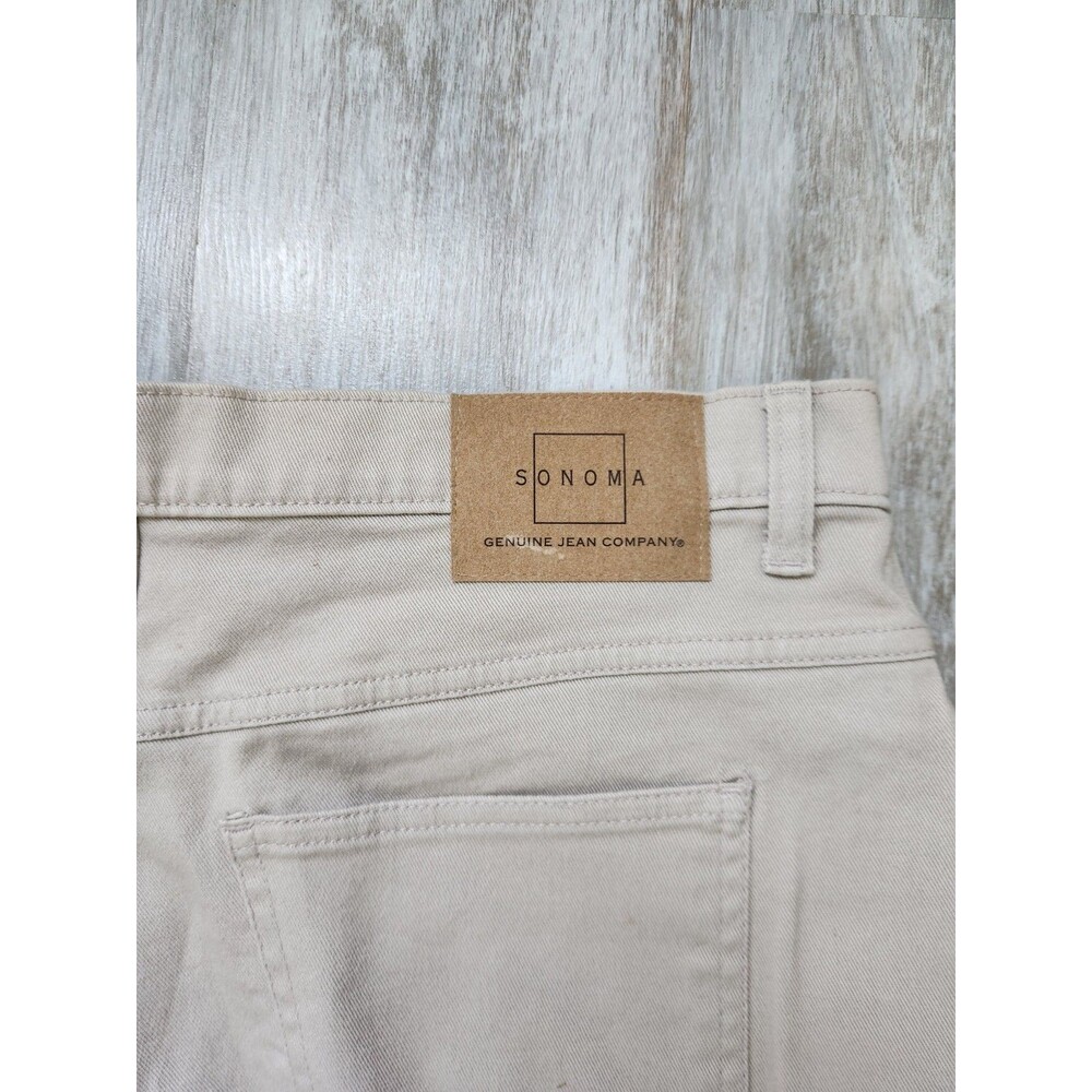 NWT Sonoma Stretch Pants Womens 16 Khaki High Waist Straight Leg Denim 5 Pocket - Picture 9 of 9